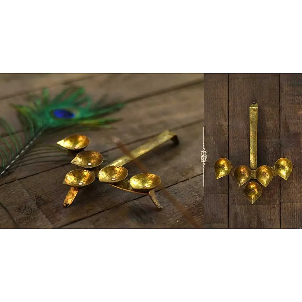 buy five diya - pure brass